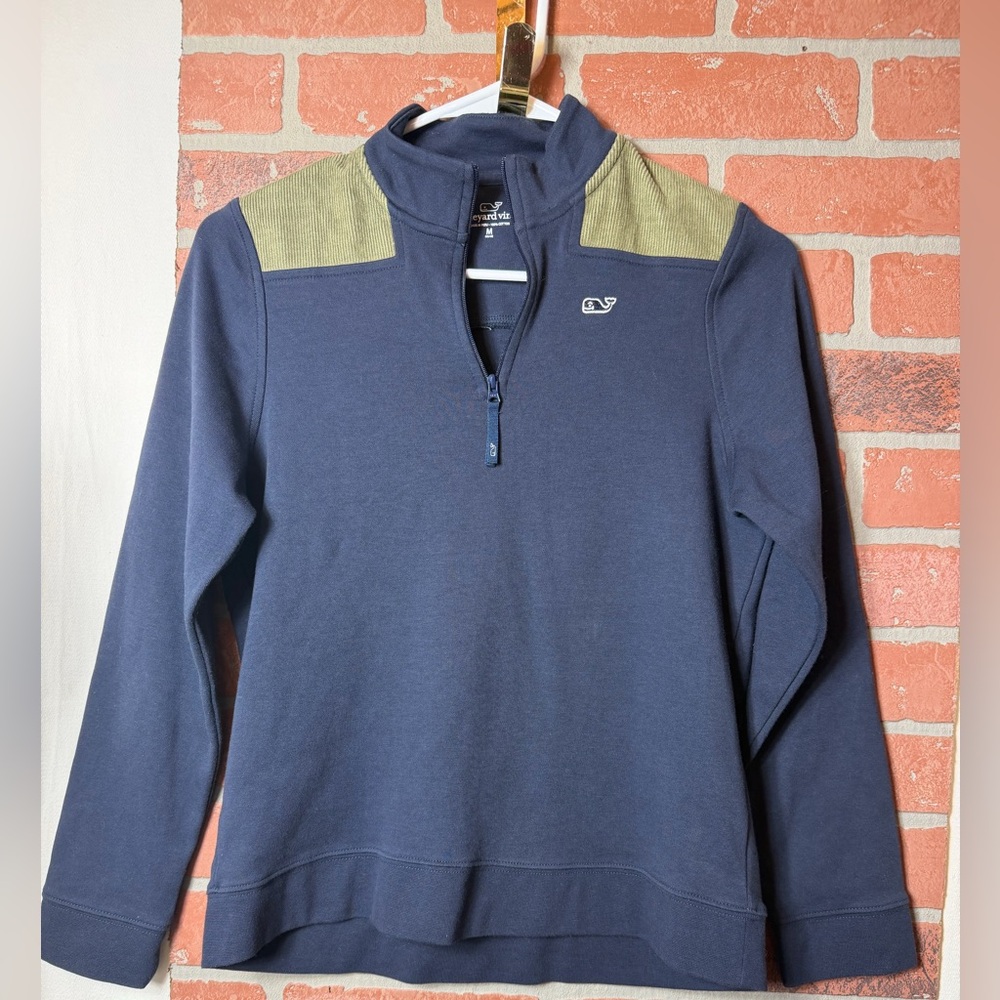 Vineyard Vines Navy Blue Cotton 3/4 Zip Pullover Boy’s Size (12-14)